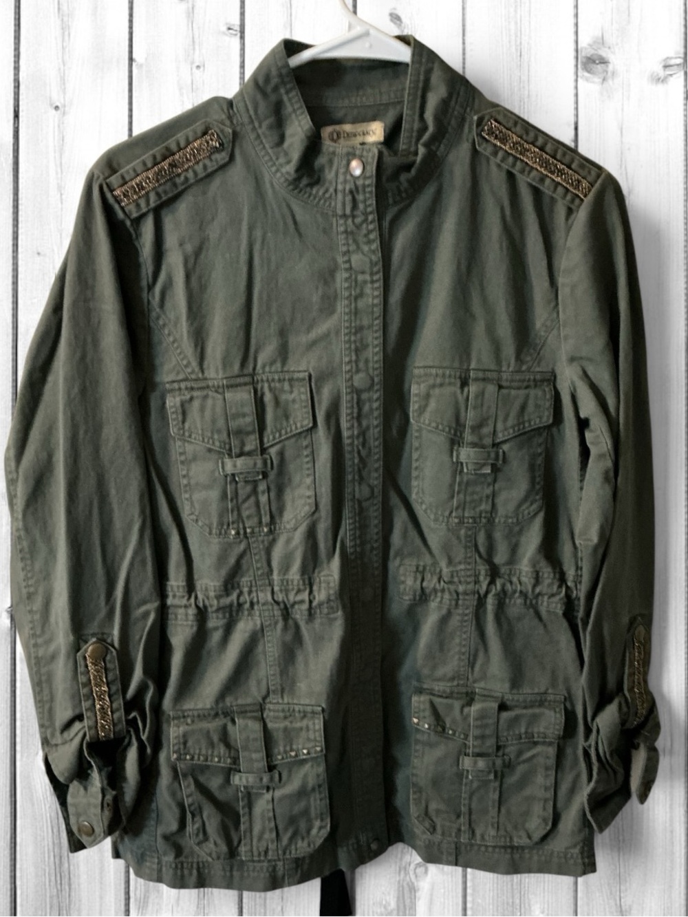 🌼Democracy Olive Utility Jacket with Decorative Trim